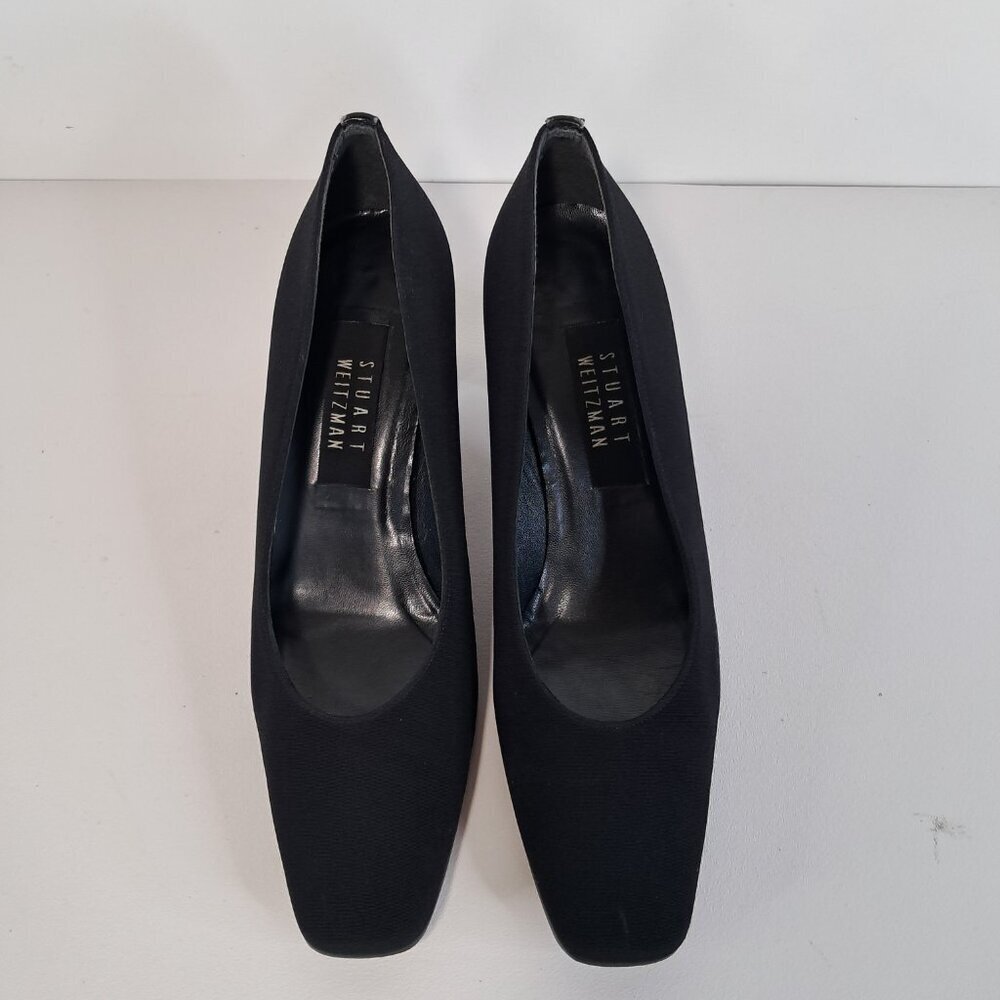 Stuart Weitzman Black Slip-On Block Heel Pumps Si… - image 3